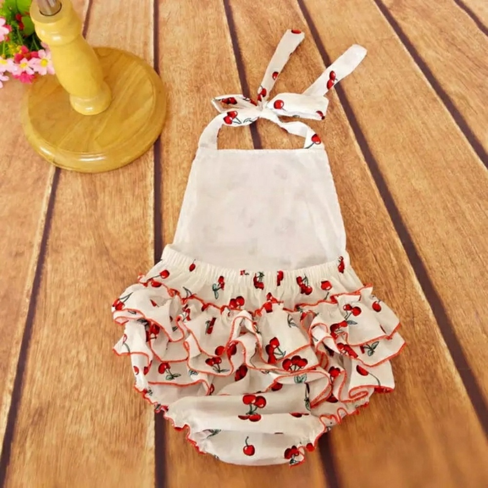 (HP😄💞)New Infant Cherry Romper with Headband - Picture 2 of 3